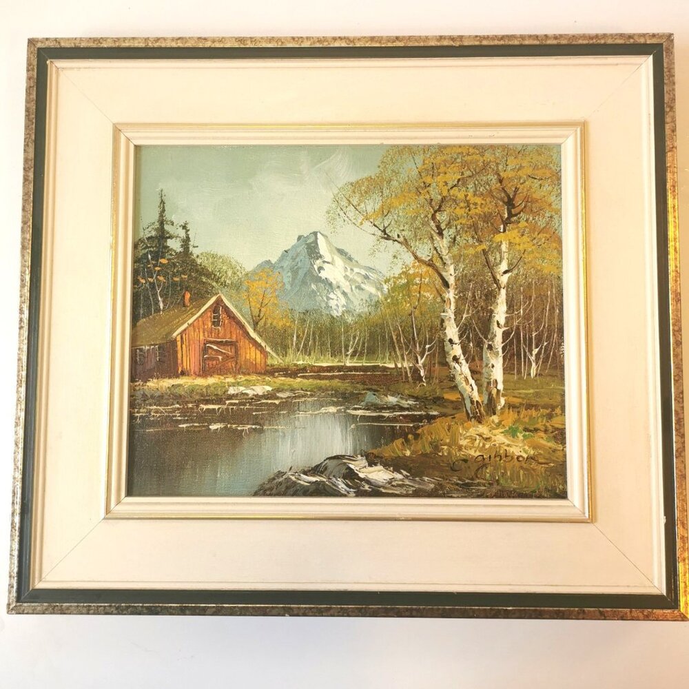 Vintage Outdoor Nature Scene Oil Painting by C. Gibbon